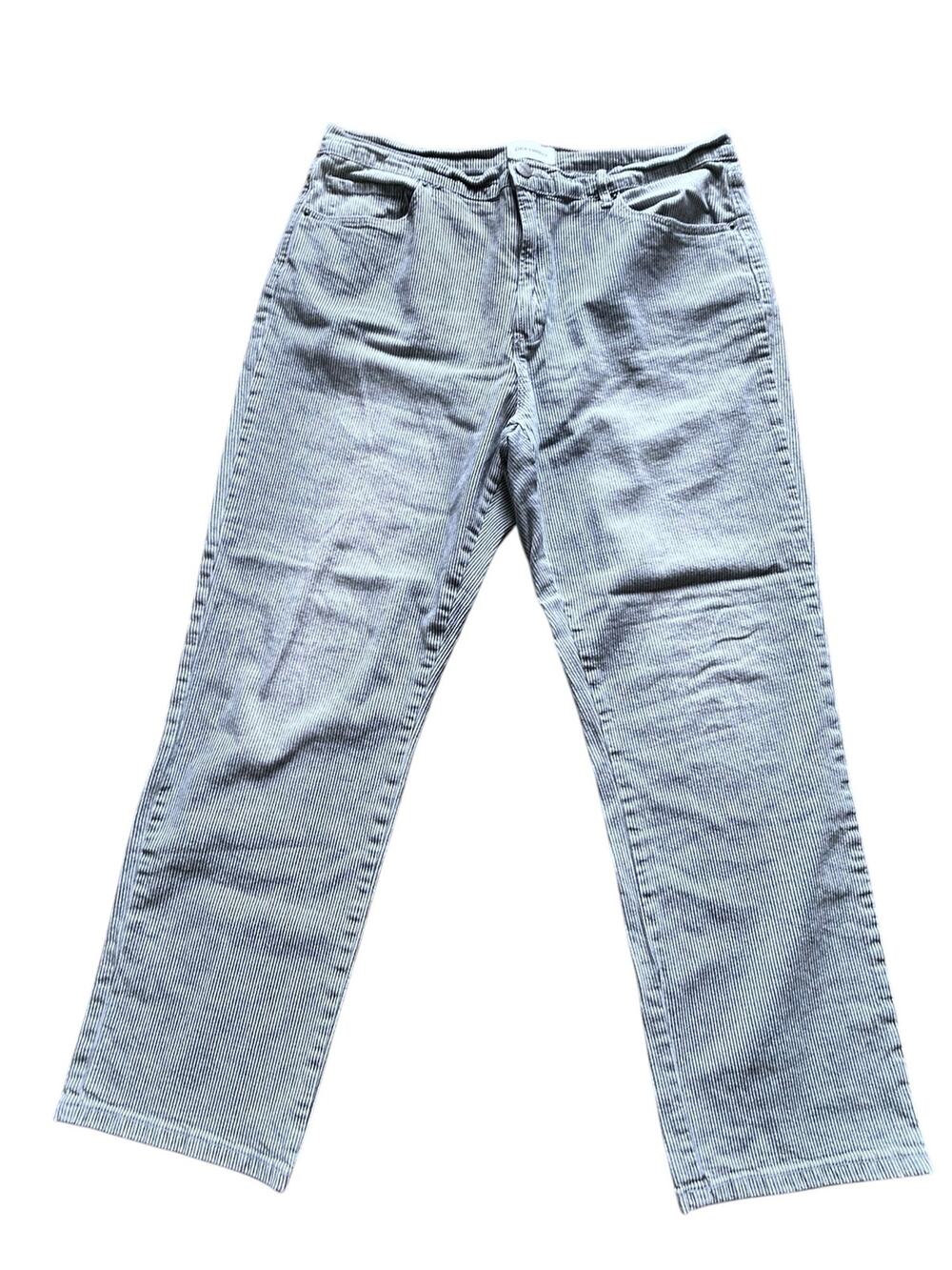 DRIFTWOOD Women’s Gizelle Blue & White Hickory Stripe Railroad Jeans W32 L27